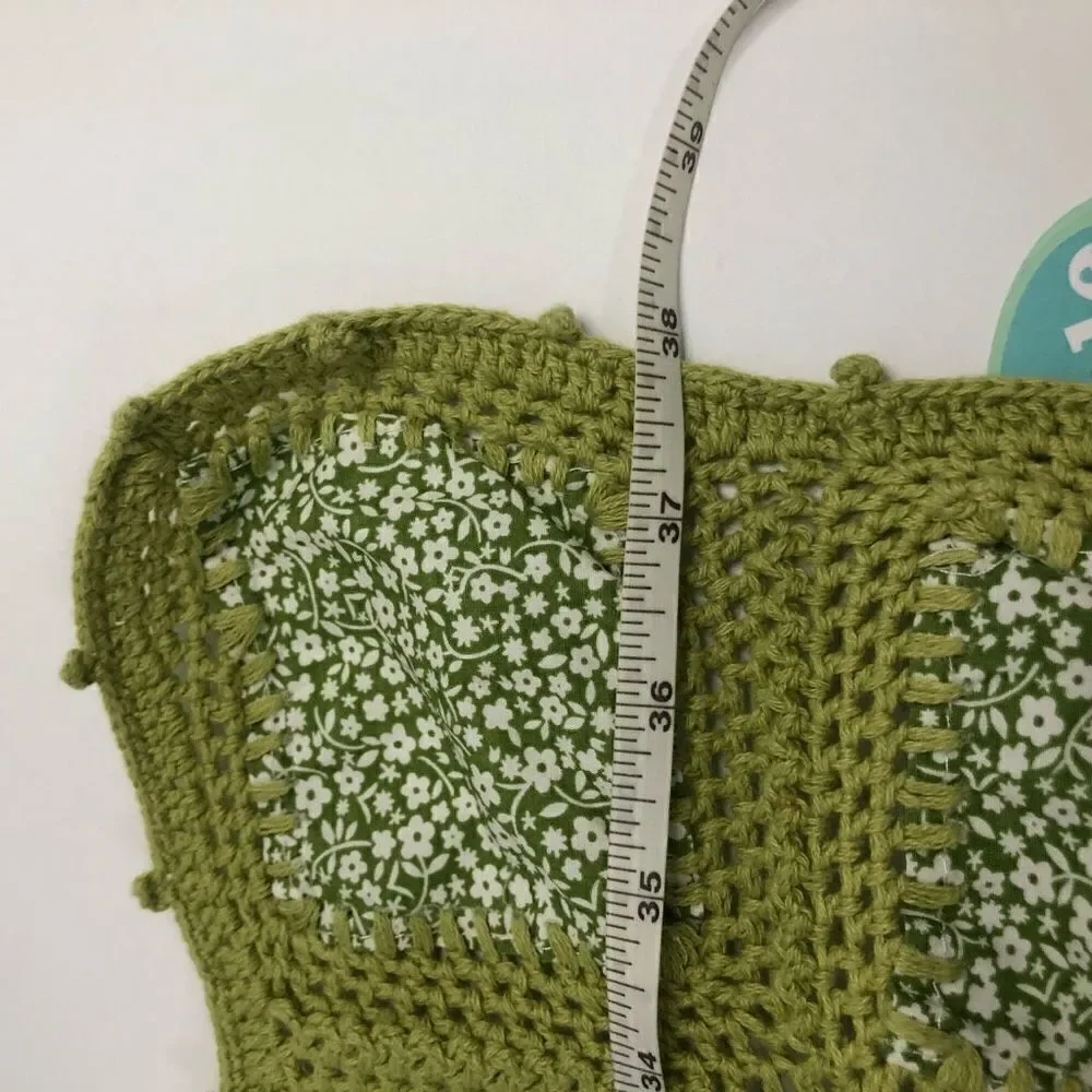 Pebble‎ Child Green Crochet Floral Patchwork Baby Blanket 100% Cotton Handmade